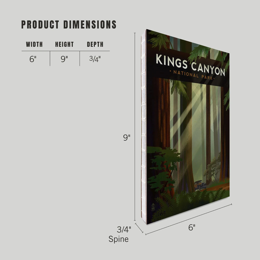 Lined 6x9 Journal, Kings Canyon National Park, Redwood Forest, Geometric Lithograph, Lay Flat, 193 Pages, FSC paper