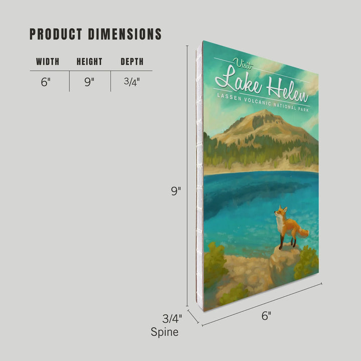 Lined 6x9 Journal, Lassen Volcanic National Park, California, Lake Helen, Oil Painting, Lay Flat, 193 Pages, FSC paper