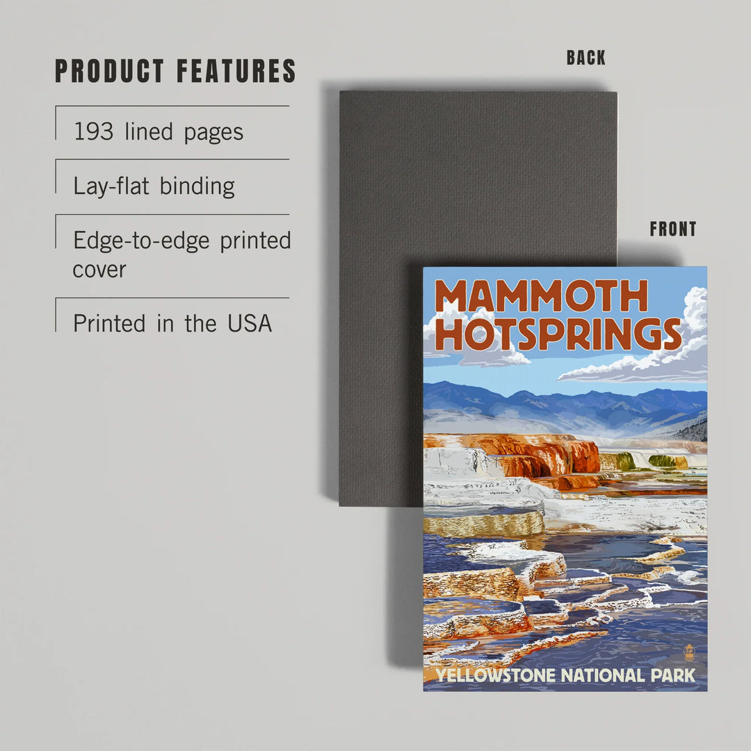 Lined 6x9 Journal, Yellowstone National Park, Wyoming, Mammoth Hotsprings, Lay Flat, 193 Pages, FSC paper