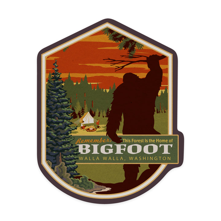 Walla Walla, Washington, Home of Bigfoot, Contour, Vinyl Sticker