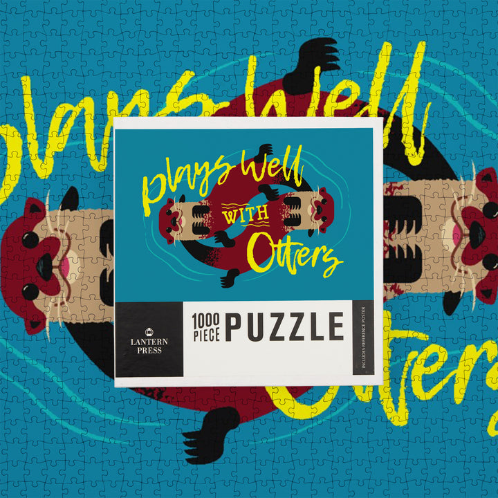 Plays Well With Otters, Otter Geometric, Jigsaw Puzzle