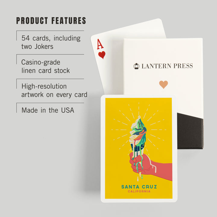 Playing Cards, Santa Cruz, California, Sweet Relief Collection, Melting Ice Cream Cone, 52 Card Deck with Jokers in Box, Unique Art