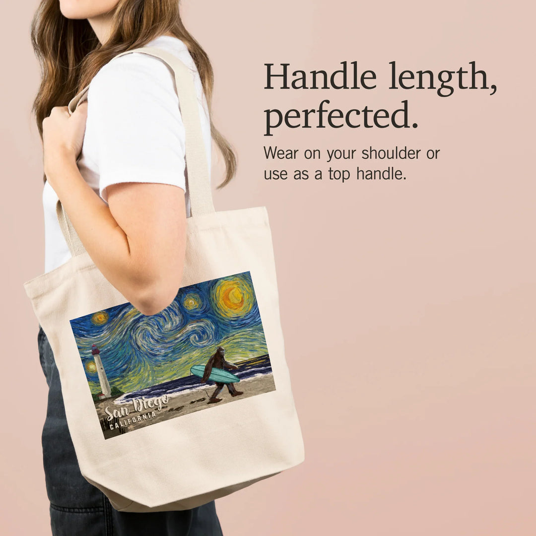 San Diego, California, Starry Night, Bigfoot on the Beach, Tote Bag