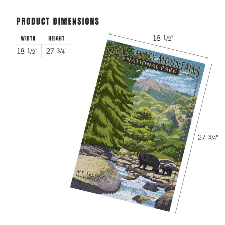 Great Smoky Mountains National Park, Tennessee, Leconte Creek and Mt. Leconte Press, Jigsaw Puzzle