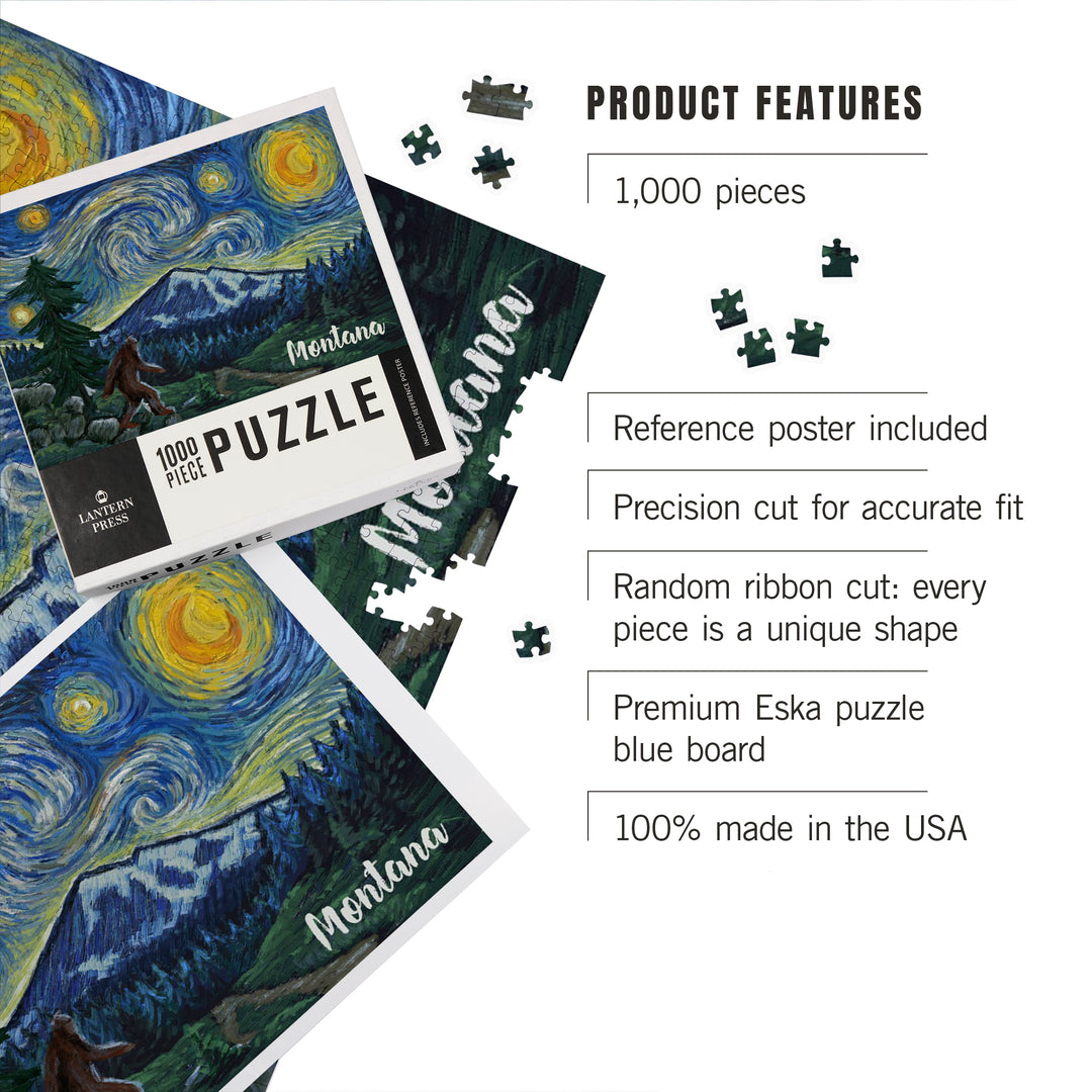 Montana, Starry Night, Bigfoot, 1000 Piece Jigsaw Puzzle