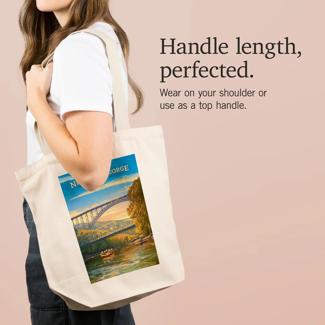 New River Gorge National Park and Preserve, Oil Painting, Tote Bag