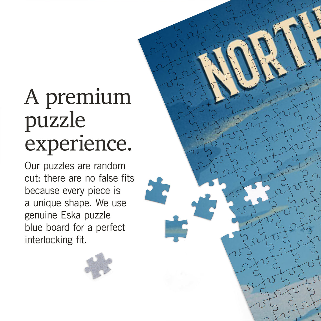 North Carolina, Lithograph, Chairlift, 1000 Piece Jigsaw Puzzle