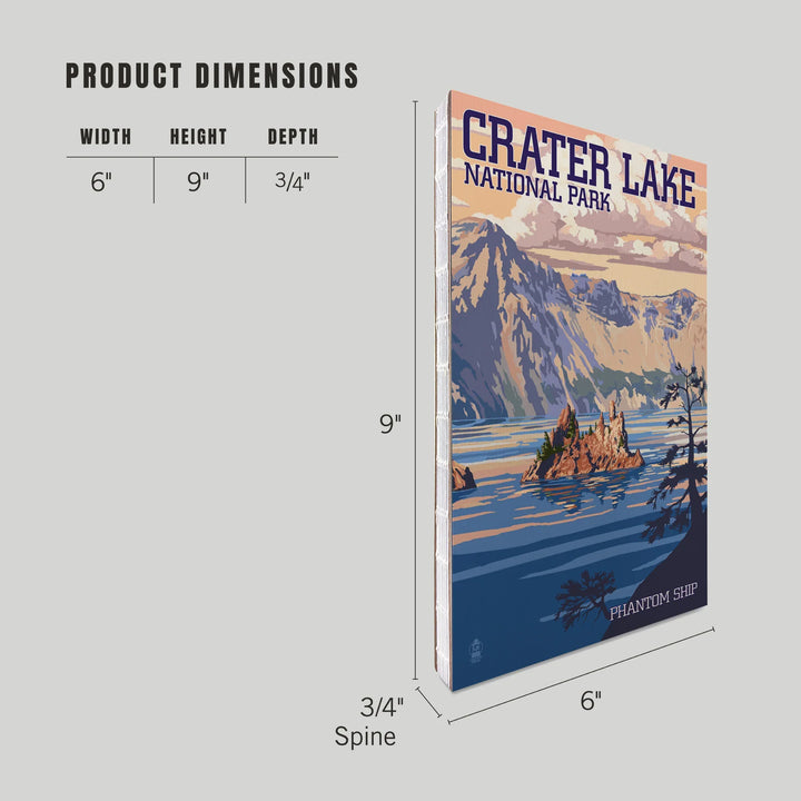 Lined 6x9 Journal, Crater Lake National Park, Oregon, Shoreline and Sunset, Painterly Series, Lay Flat, 193 Pages, FSC paper