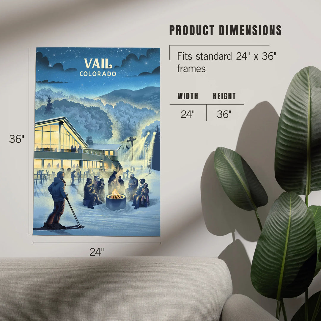 Vail, Colorado, Lithograph, Snow Lodge, Art & Giclee Prints
