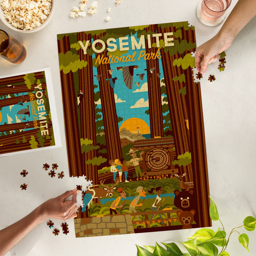 Yosemite National Park, California, Forest, Geometric, Jigsaw Puzzle