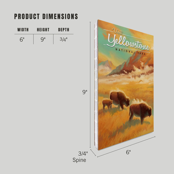 Lined 6x9 Journal, Yellowstone National Park, Bison, Oil Painting, Lay Flat, 193 Pages, FSC paper