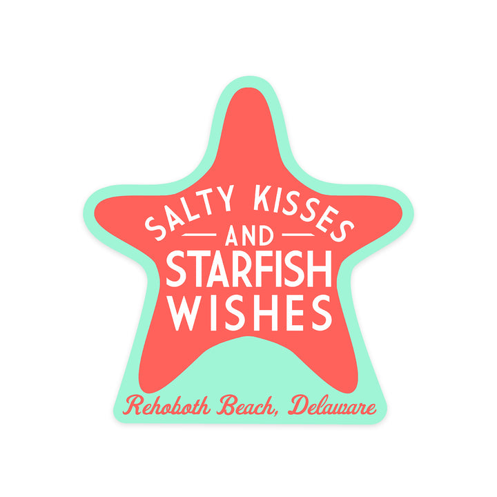 Rehoboth Beach, Delaware, Salty Kisses and Starfish Wishes, Simply Said, Contour, Vinyl Sticker