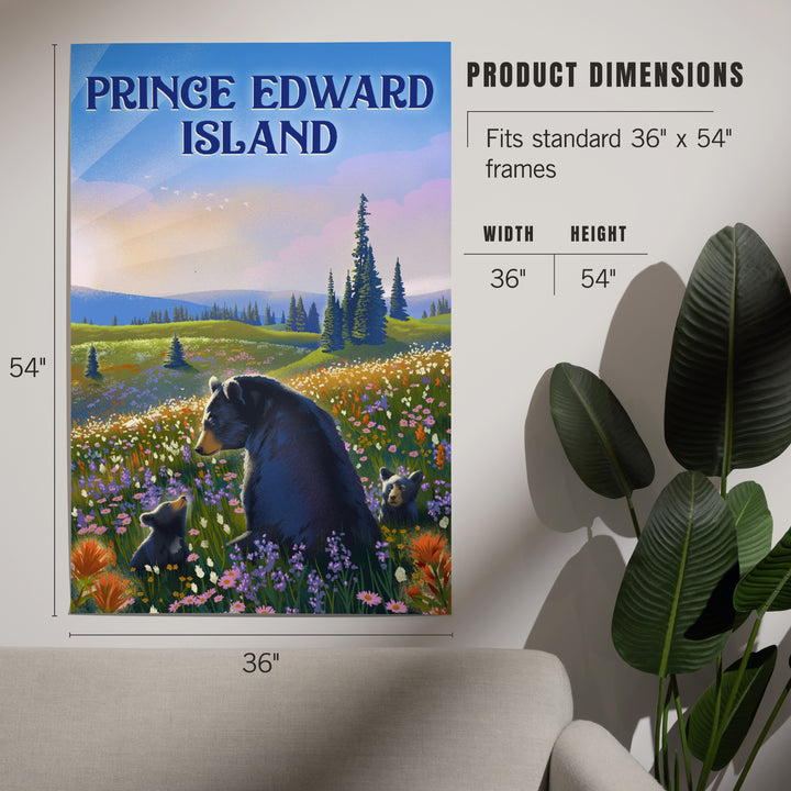 Prince Edward Island, Lithograph, Bear Family in Field art prints, metal signs