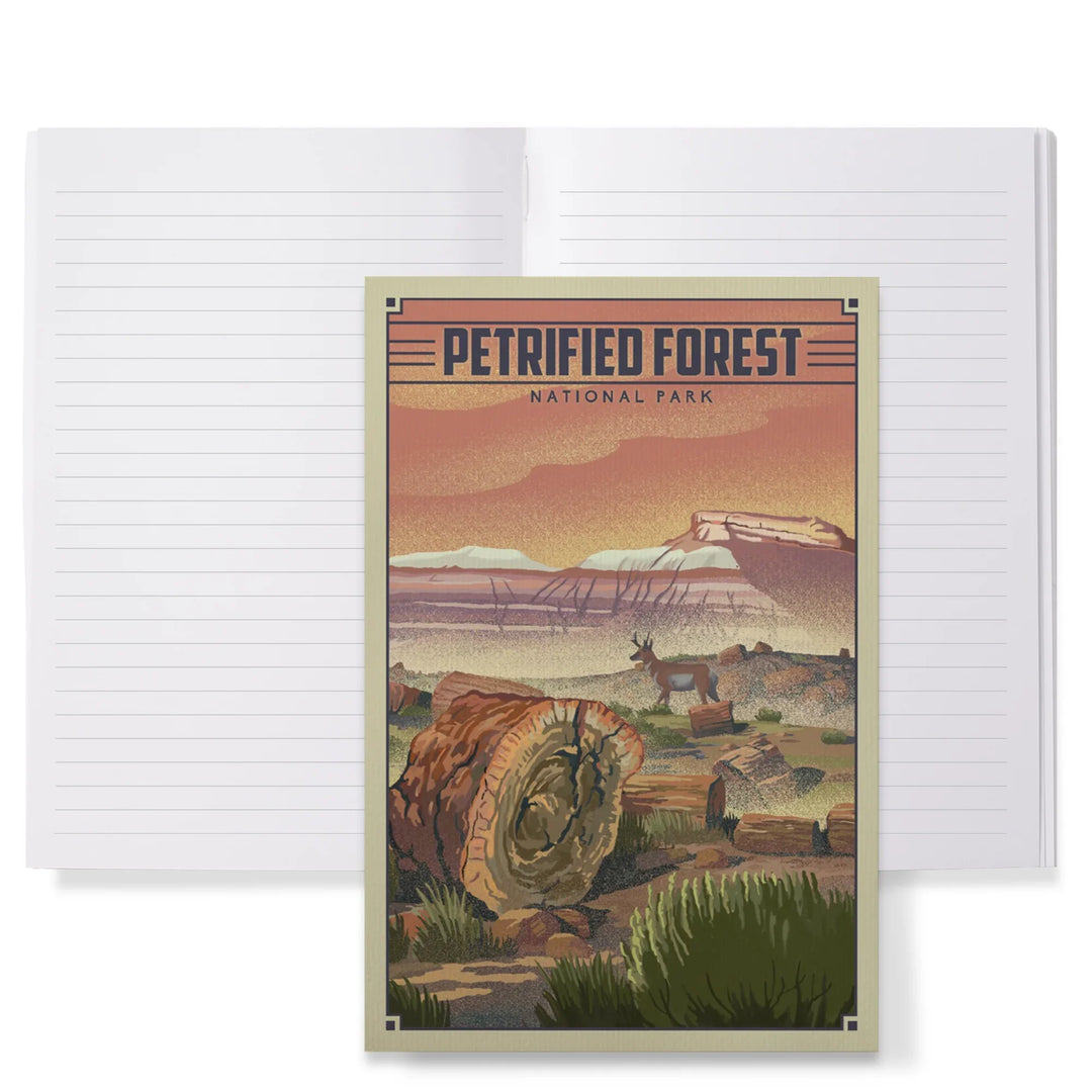 Lined 6x9 Journal, Petrified Forest National Park, Arizona, Lithograph National Park Series, Lay Flat, 193 Pages, FSC paper