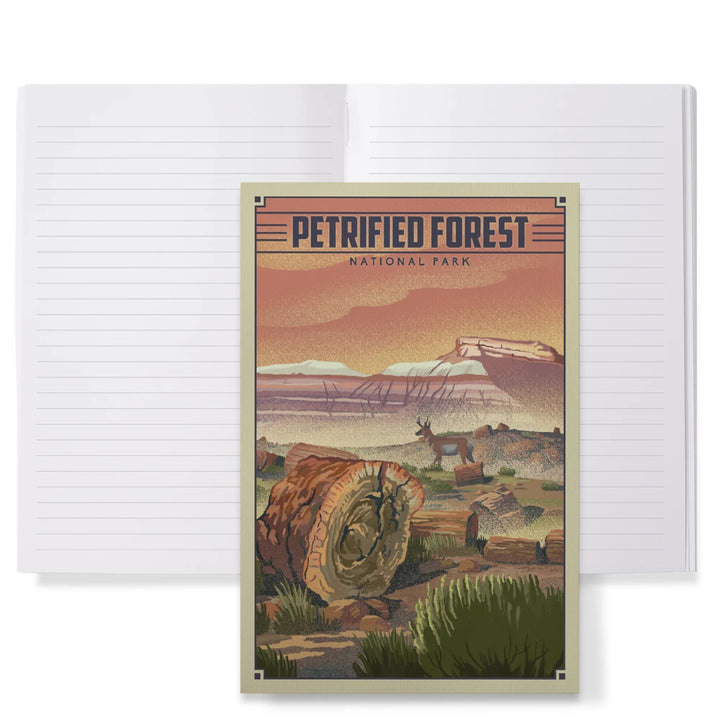 Lined 6x9 Journal, Petrified Forest National Park, Arizona, Lithograph National Park Series, Lay Flat, 193 Pages, FSC paper