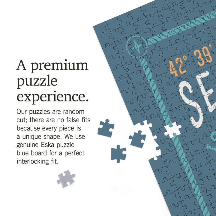 Cape Ann, Massachusetts, Typography, Blue, 1000 Piece Jigsaw Puzzle