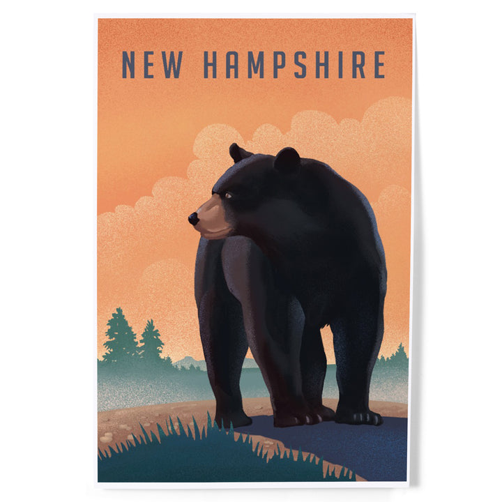 New Hampshire, Black Bear, Lithograph, Art & Giclee Prints
