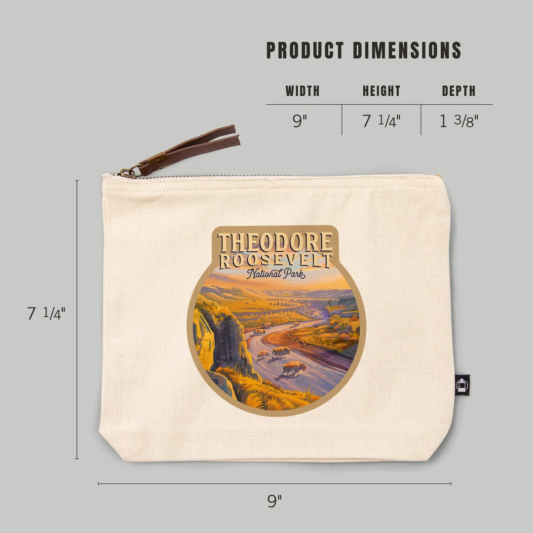 Theodore Roosevelt National Park, North Dakota, Oil Painting, Organic Cotton Zipper Pouch, Go Bag