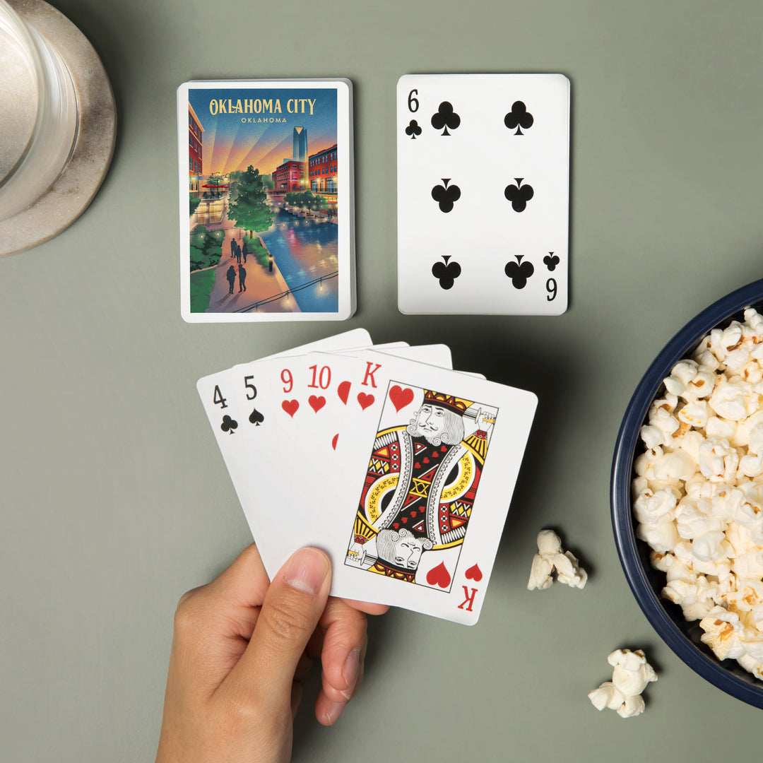 Playing Cards, Oklahoma City, Oklahoma, River Walk, Lithograph, 52 Card Deck with Jokers in Box, Unique Art