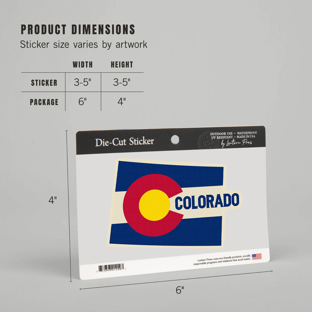 Colorado, State Flag, Letterpress, Contour, Vinyl Sticker