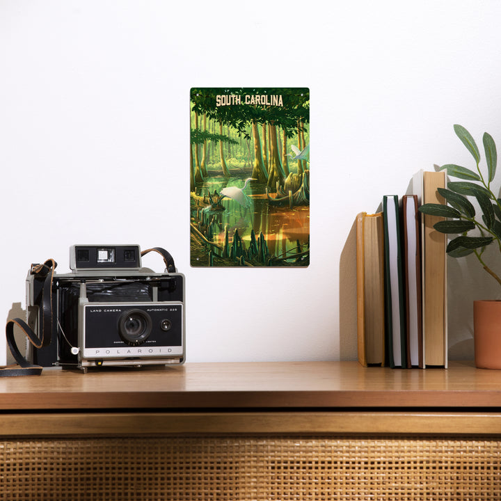 South Carolina, Oil Painting, Swamp, 12x18 Metal Sign