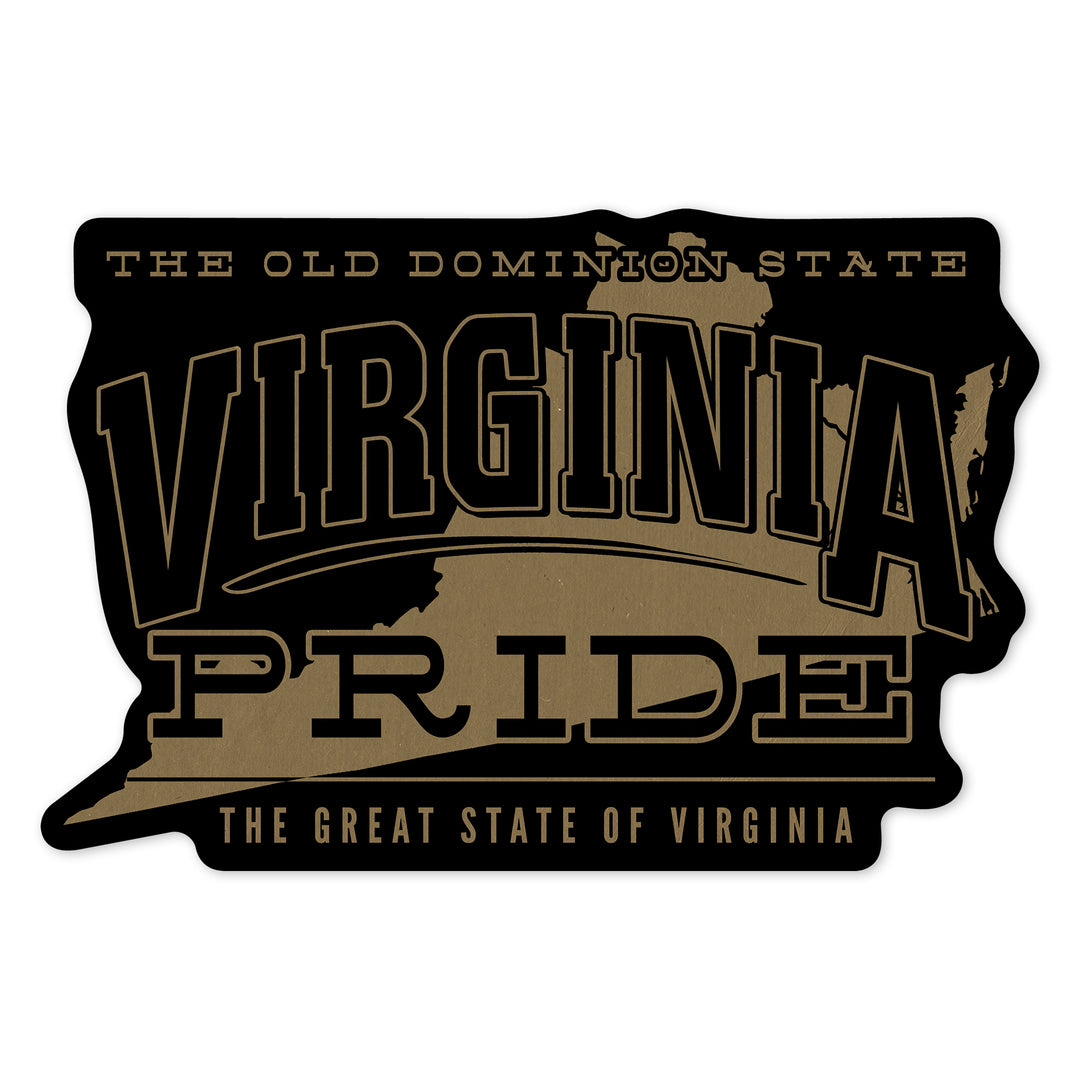 Virginia State Pride, Gold on Black, Contour, Vinyl Sticker
