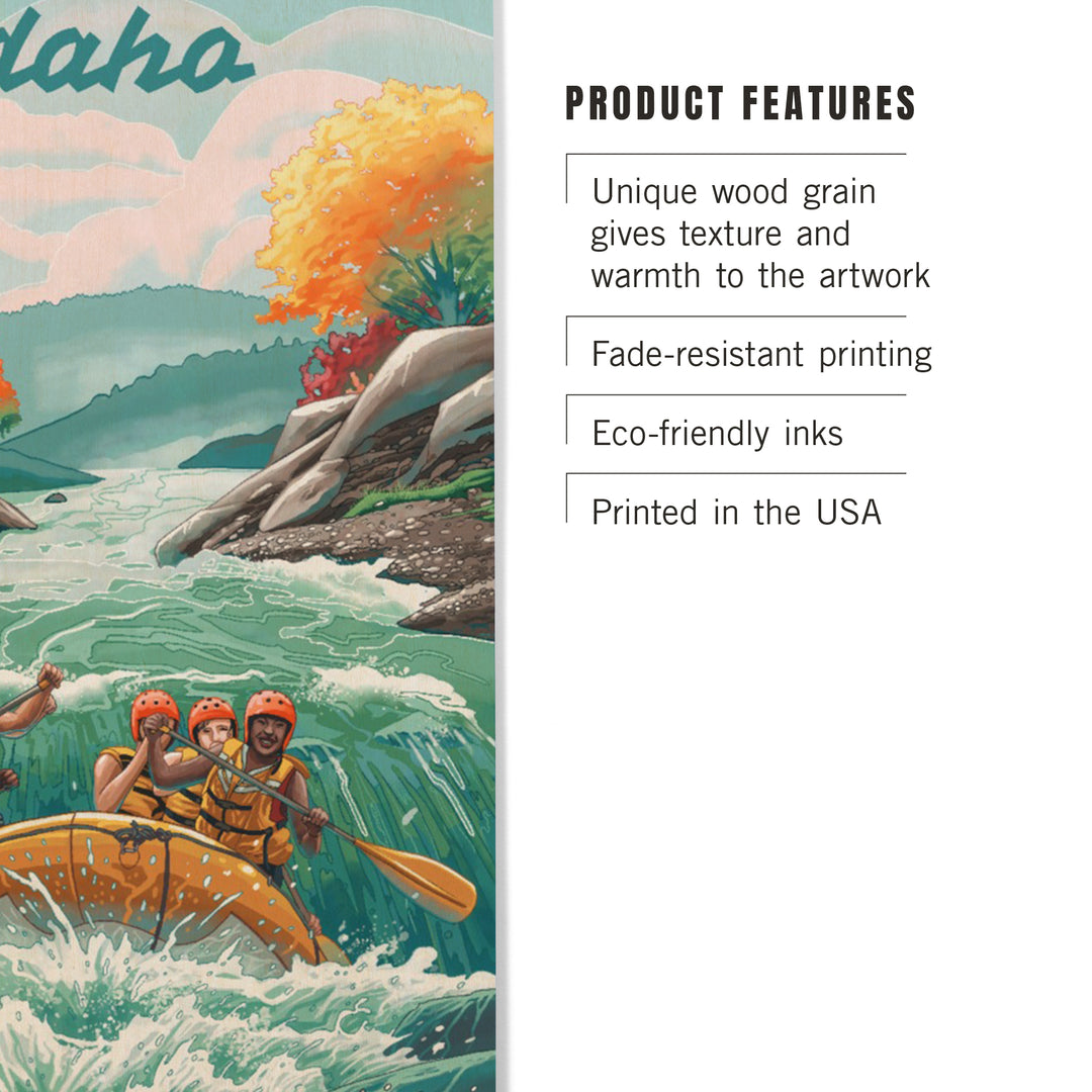 Idaho, Seek Adventure, River Rafting, Wood Signs and Postcards - Lantern Press