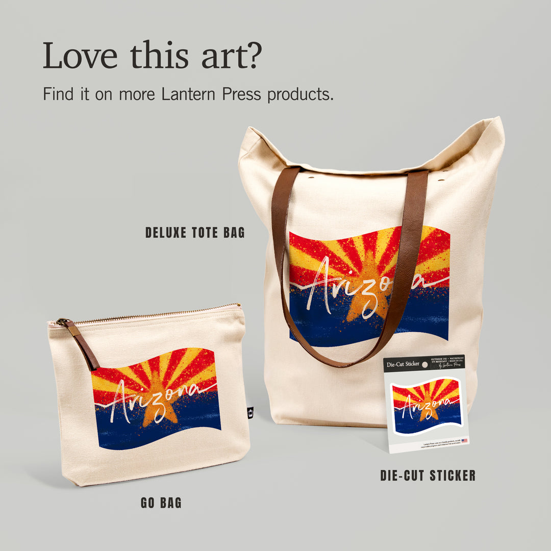 Arizona, State Flag, Abstract Watercolor Splatter, Contour, Lantern Press Artwork, Vinyl Sticker