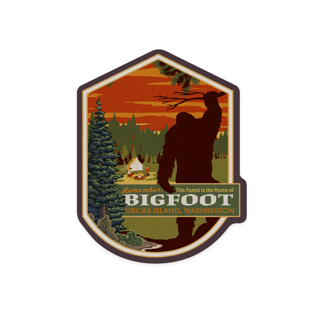 Orcas Island, Washington, Home of Bigfoot, Contour, Vinyl Sticker