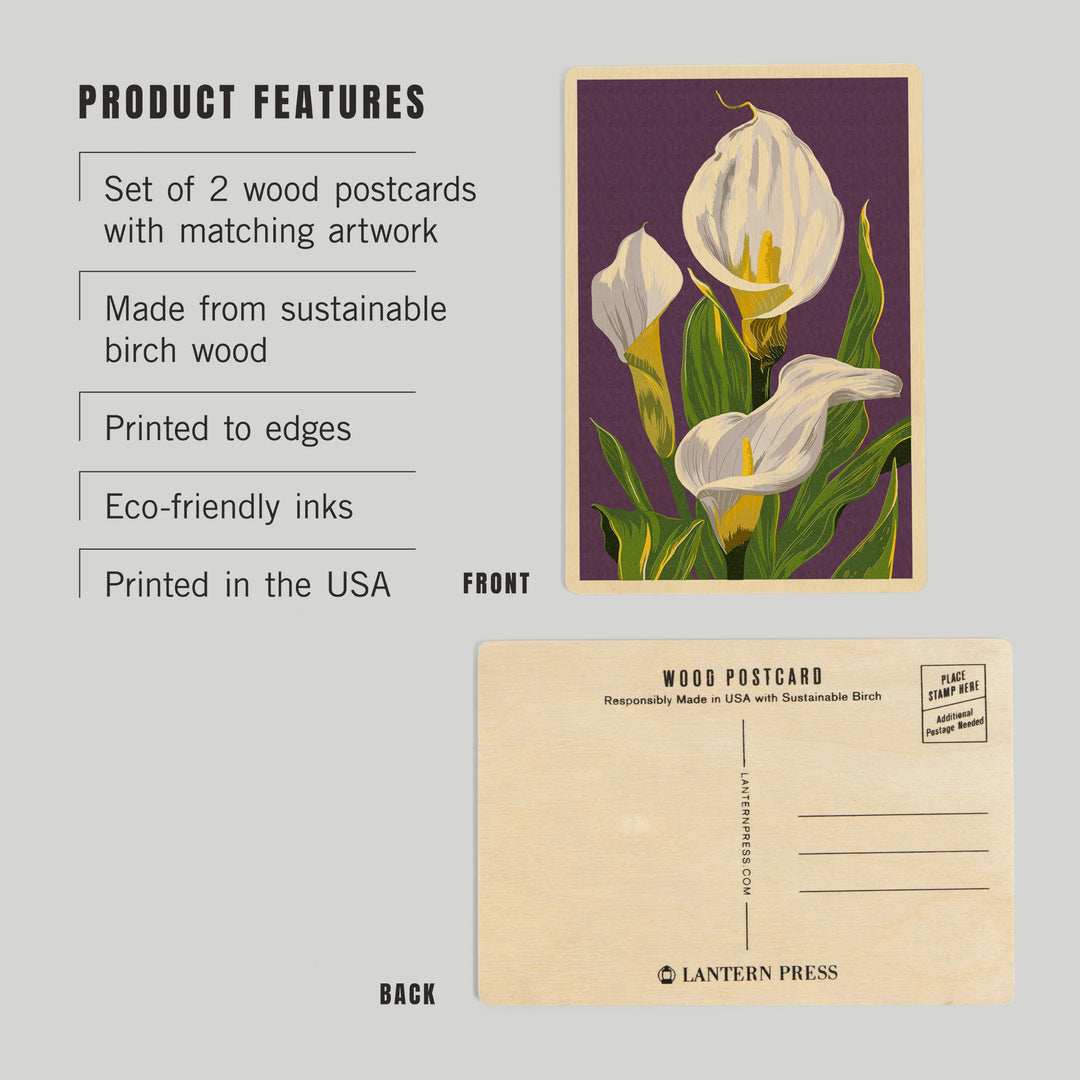 Calla Lily, Letterpress, Wood Sign and Postcards