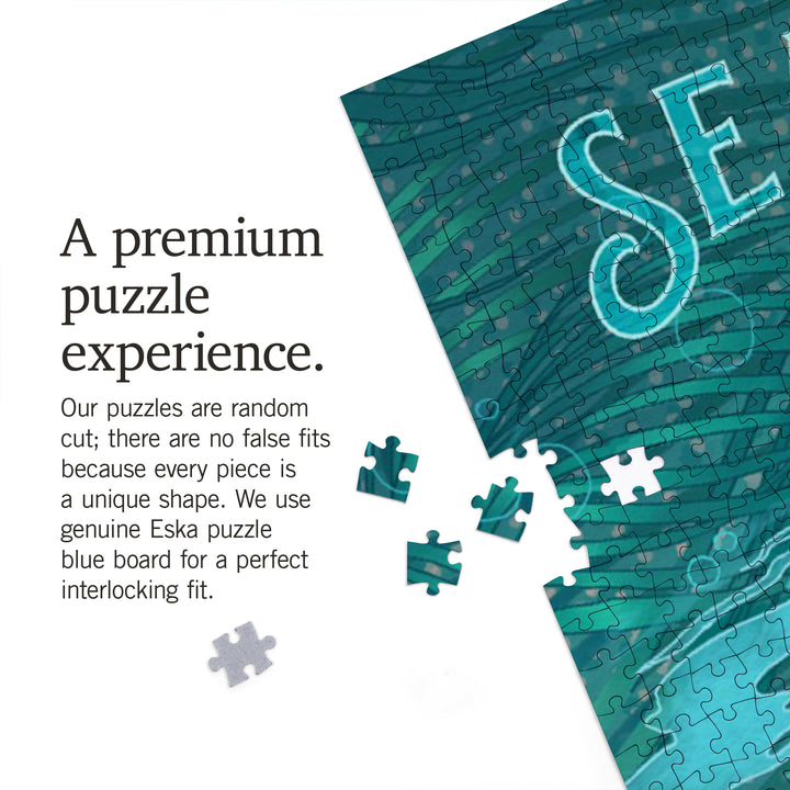 Seattle, Washington, Fluid Linework, Sea Otter, Jigsaw Puzzle