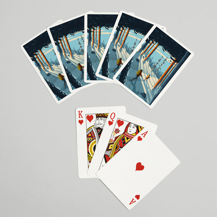 Playing Cards, Better on Foot, Snowshoeing, No Text, 52 Card Deck with Jokers in Box, Unique Art