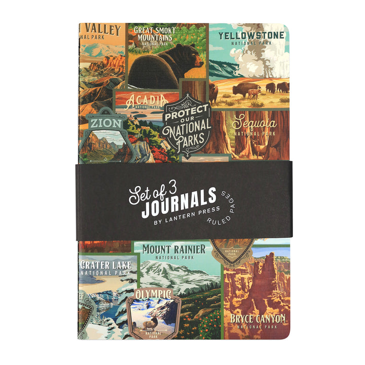 Protect Our National Parks, 3-Pack Journal Set with Unique Artwork on Each Cover