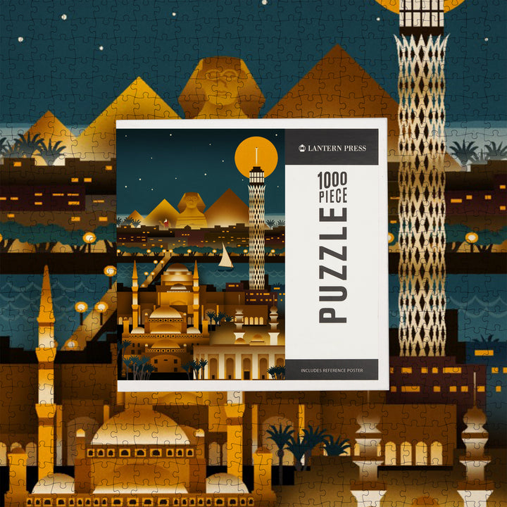 Cairo, Egypt, Retro Skyline (no text), 1000 Piece Jigsaw Puzzle