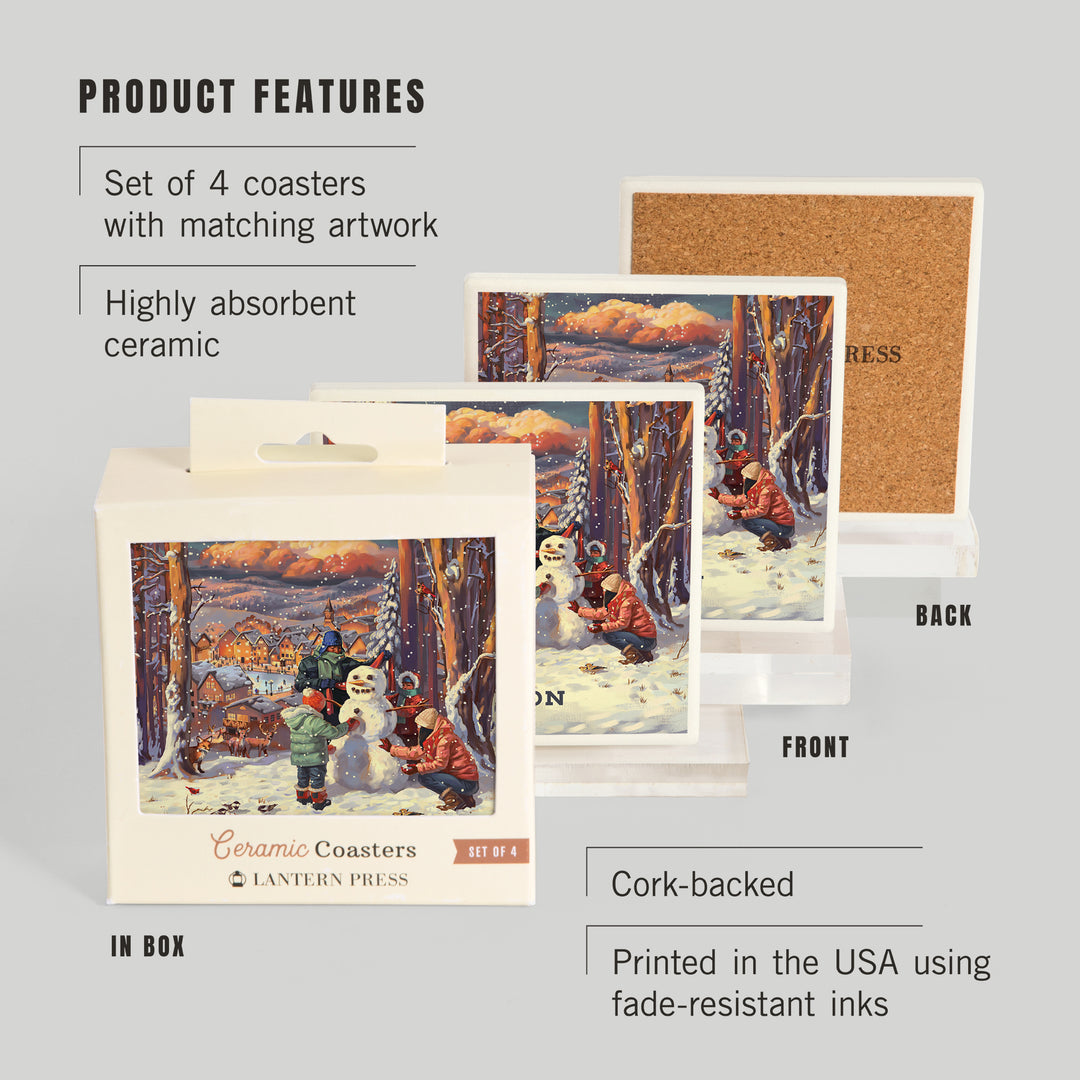 Yukon, Merry and Bright, Vintage Snowman, Coasters