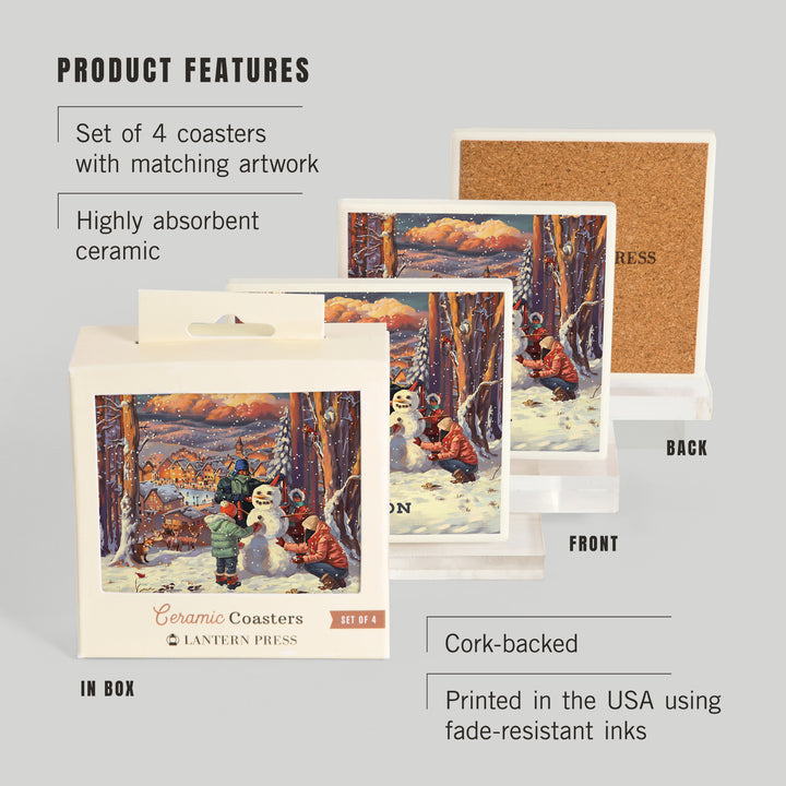 Yukon, Merry and Bright, Vintage Snowman, Coasters
