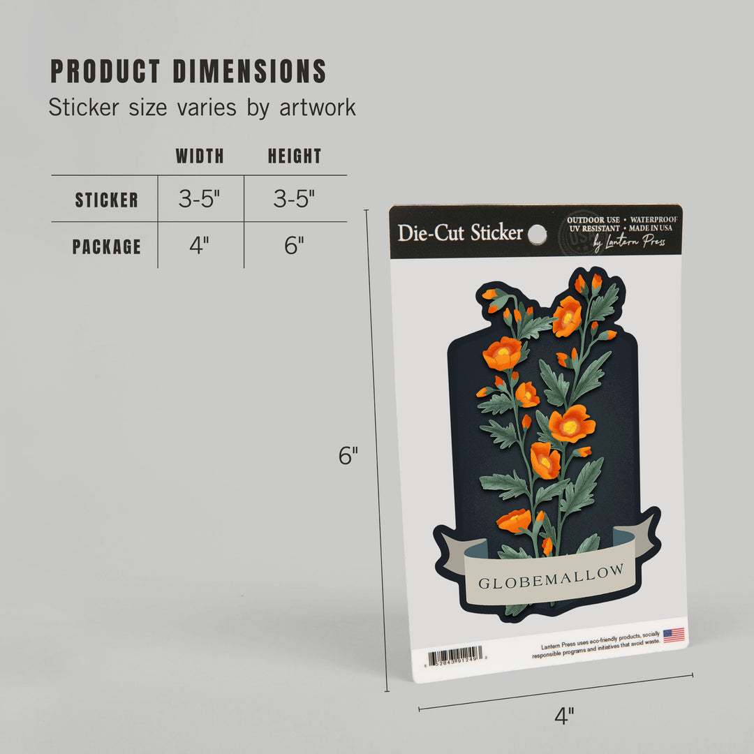 Vintage Flora Noir, Globemallow, Vinyl Sticker