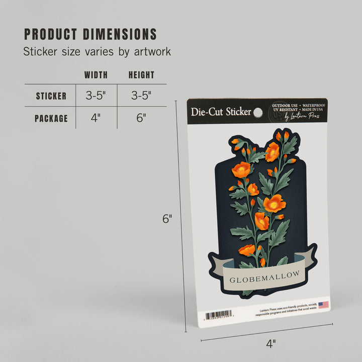 Vintage Flora Noir, Globemallow, Vinyl Sticker