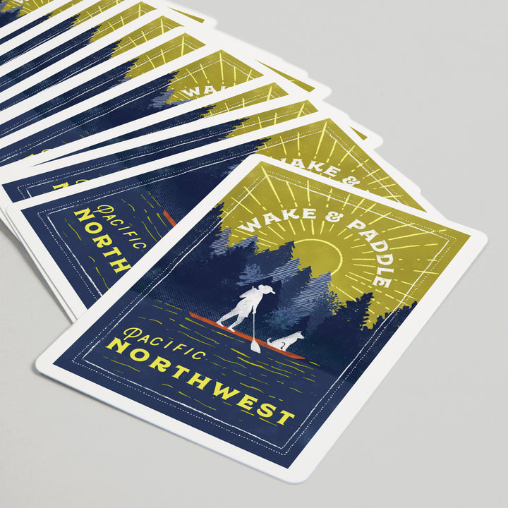 Playing Cards, Pacific Northwest, Lake Life Series, Wake and Paddle, Landscape with Trees, 52 Card Deck with Jokers in Box, Unique Art