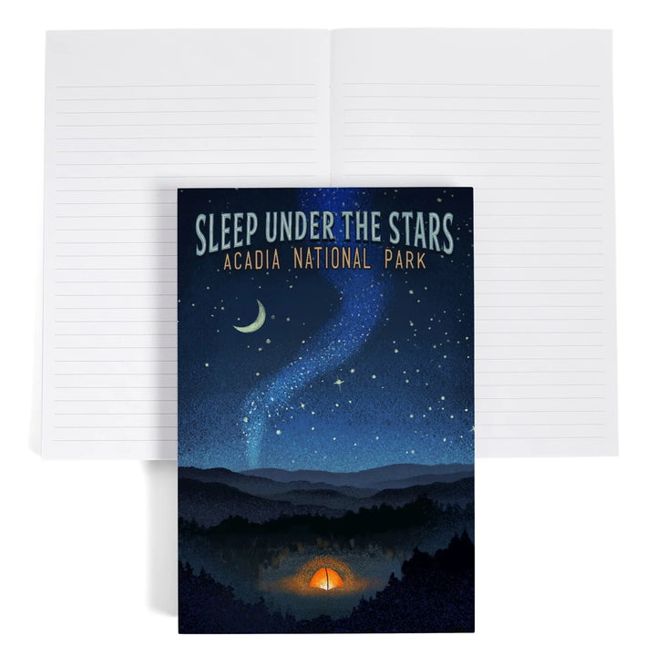 Lined 6x9 Journal, Acadia National Park, Maine, Sleep Under Stars, Lay Flat, 193 Pages, FSC paper