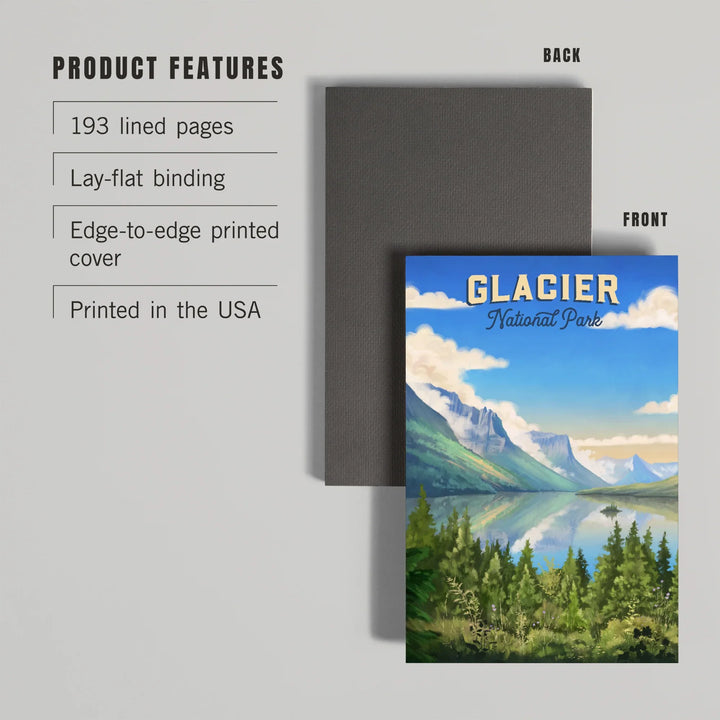 Lined 6x9 Journal, Glacier National Park, Montana, Oil Painting, Lay Flat, 193 Pages, FSC paper