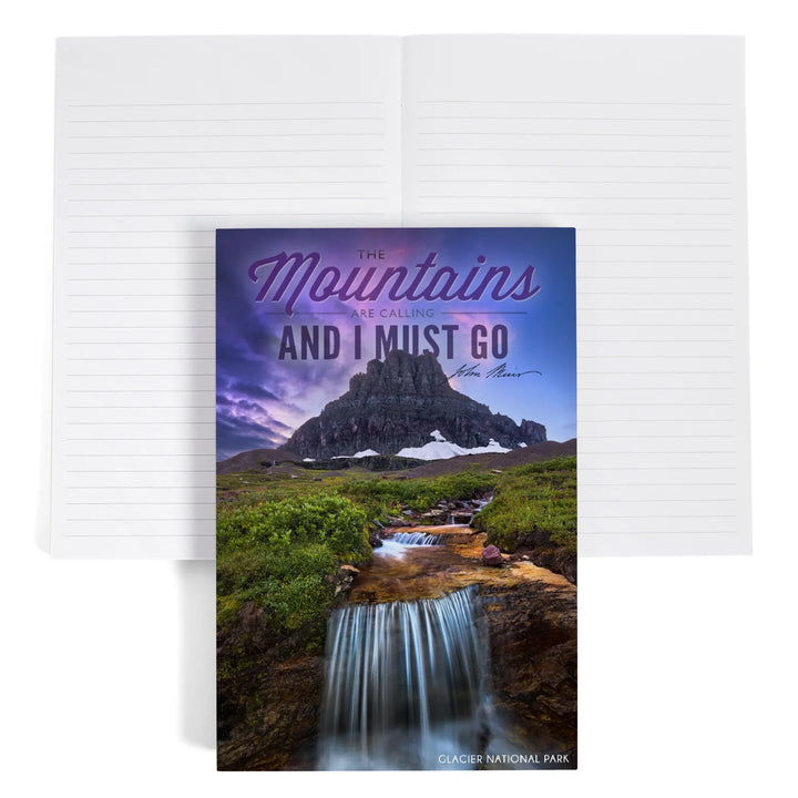 Lined 6x9 Journal, Glacier National Park, Montana, The Mountains are Calling, Lay Flat, 193 Pages, FSC paper