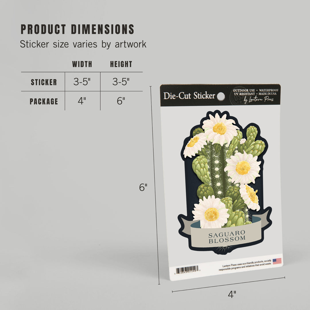 Vintage Flora Noir, Saguaro Blossom, Vinyl Sticker