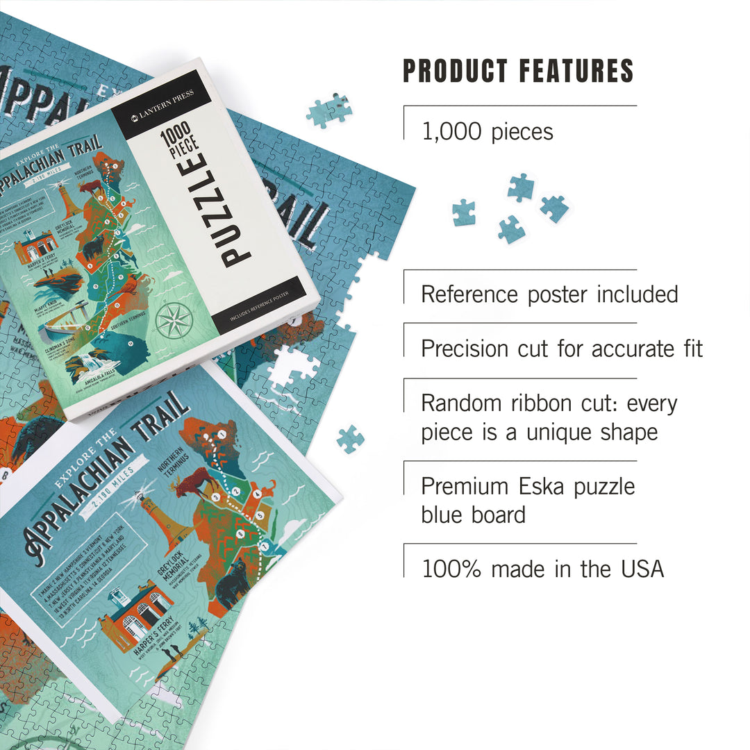 Explore the Appalachian Trail, Traveler's Map, 1000 Piece Jigsaw Puzzle