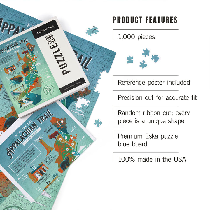 Explore the Appalachian Trail, Traveler's Map, 1000 Piece Jigsaw Puzzle