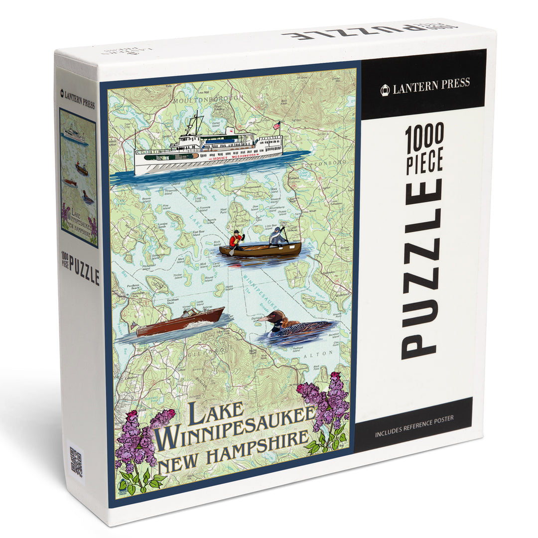 Lake Winnipesaukee, New Hampshire, Lake Chart, Jigsaw Puzzle