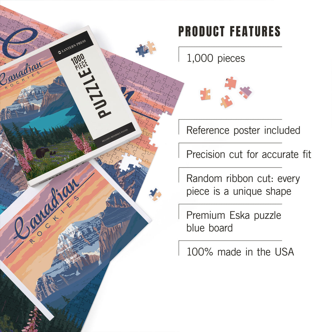 Canadian Rockies, Bear and Spring Flowers, 1000 Piece Jigsaw Puzzle