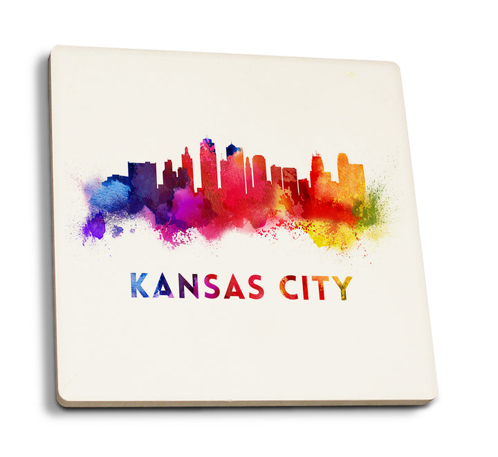 Kansas City, Missouri, Skyline Abstract, Coaster Set