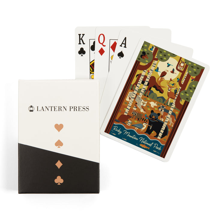 Playing Cards, Rocky Mountain National Park, Colorado, Forest Animals, Geometric, 52 Card Deck with Jokers in Box, Unique Art