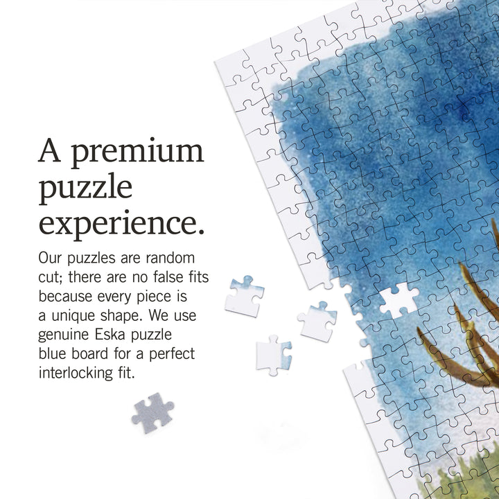 Watercolor Study, Moose, 1000 Piece Jigsaw Puzzle